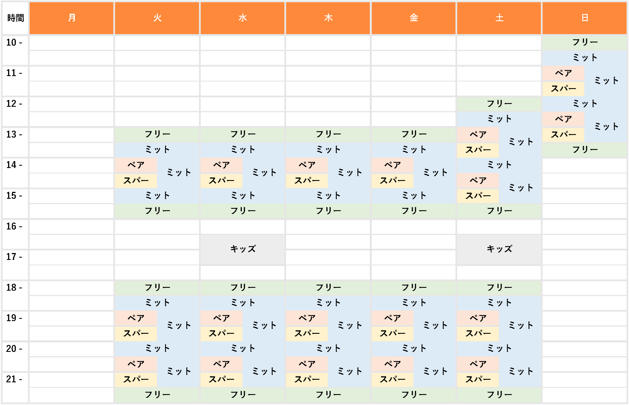 クラススケジュール