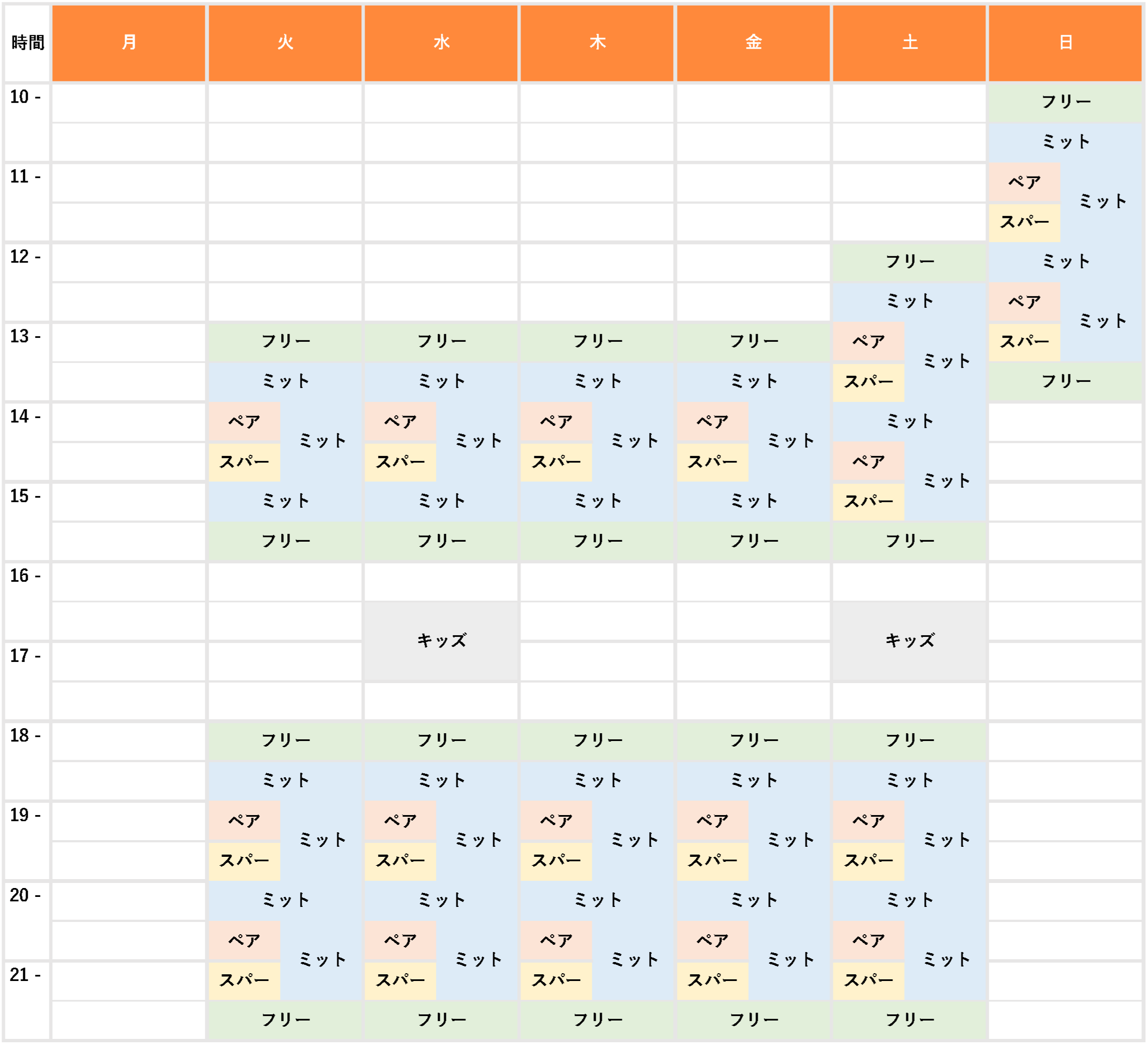 クラススケジュール