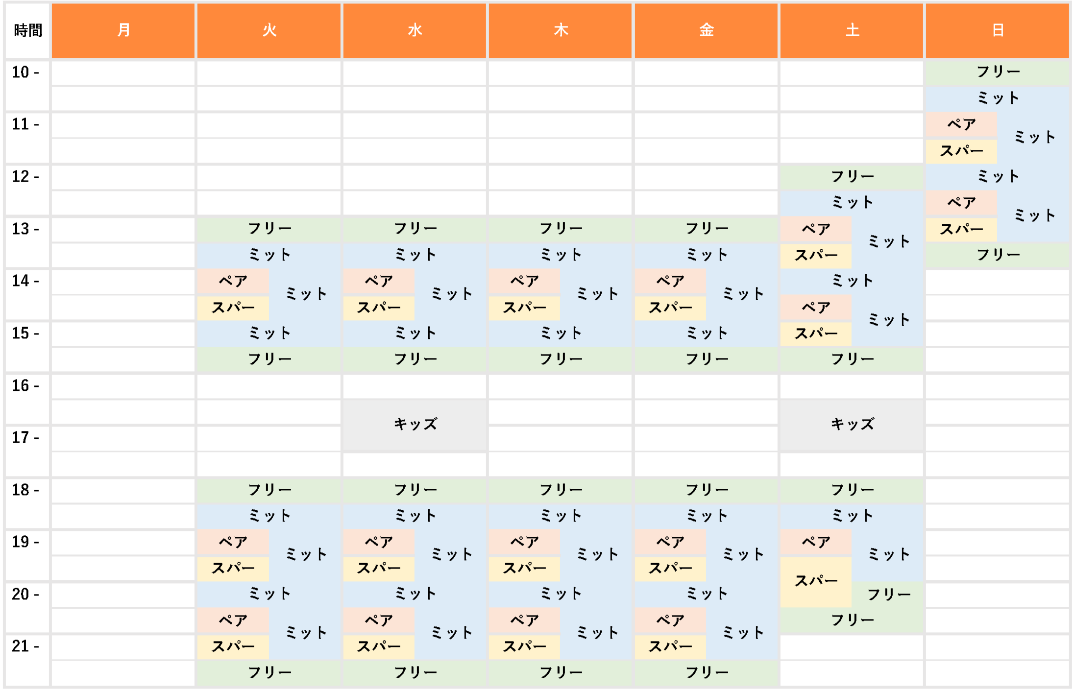 クラススケジュール